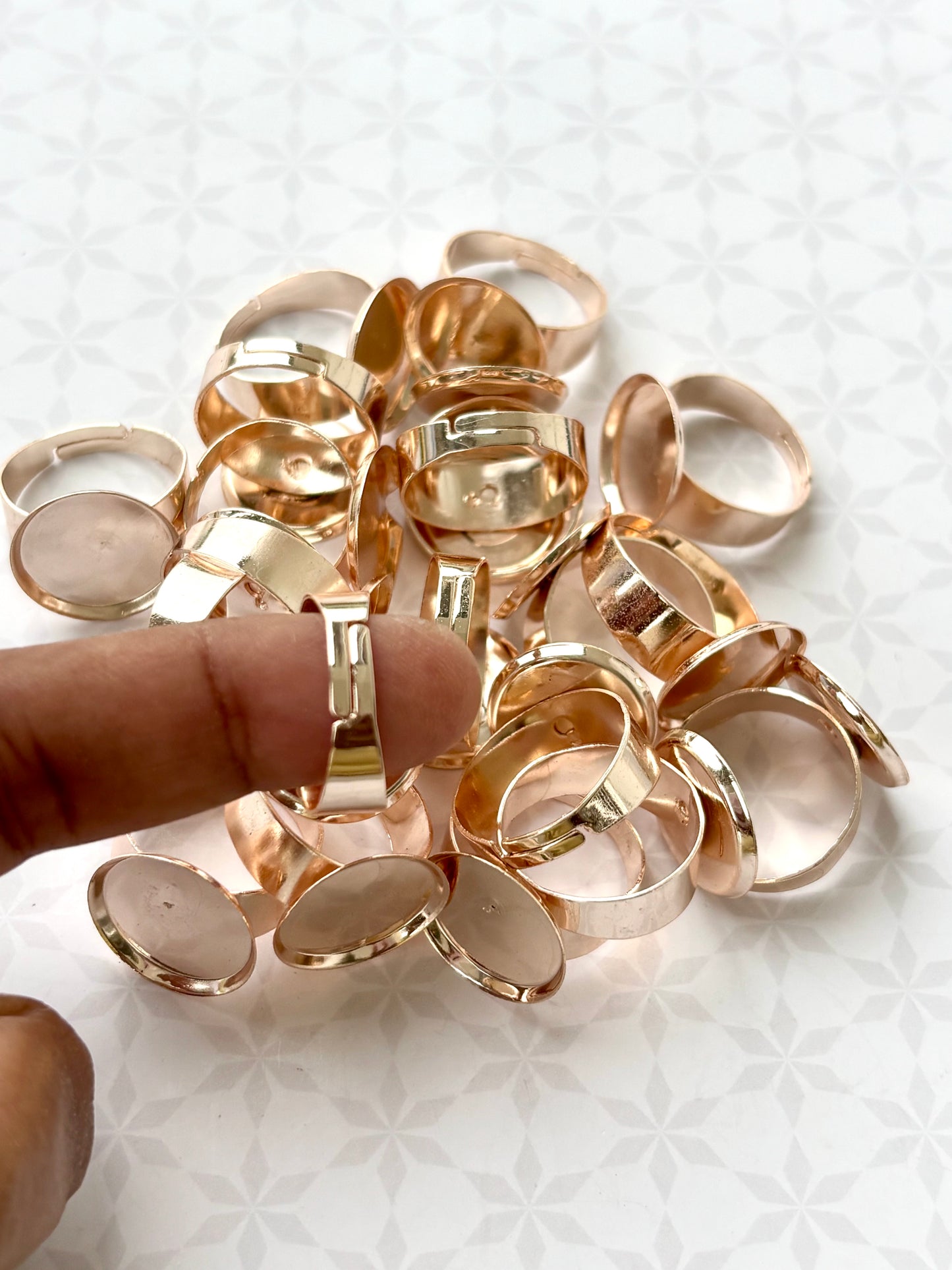 Rose Gold Round Bezel Adjustable Ring Bases
