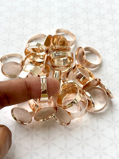 Rose Gold Round Bezel Adjustable Ring Bases