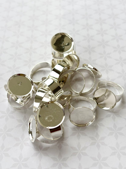 Silver Round Bezel Adjustable Ring Bases