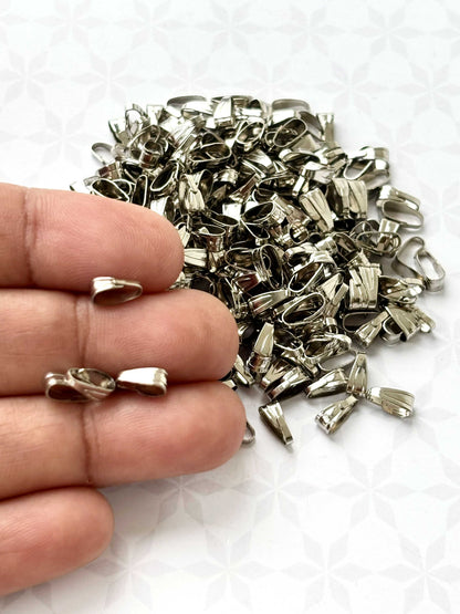 Rhodium Plated Pinch Pendant Bails