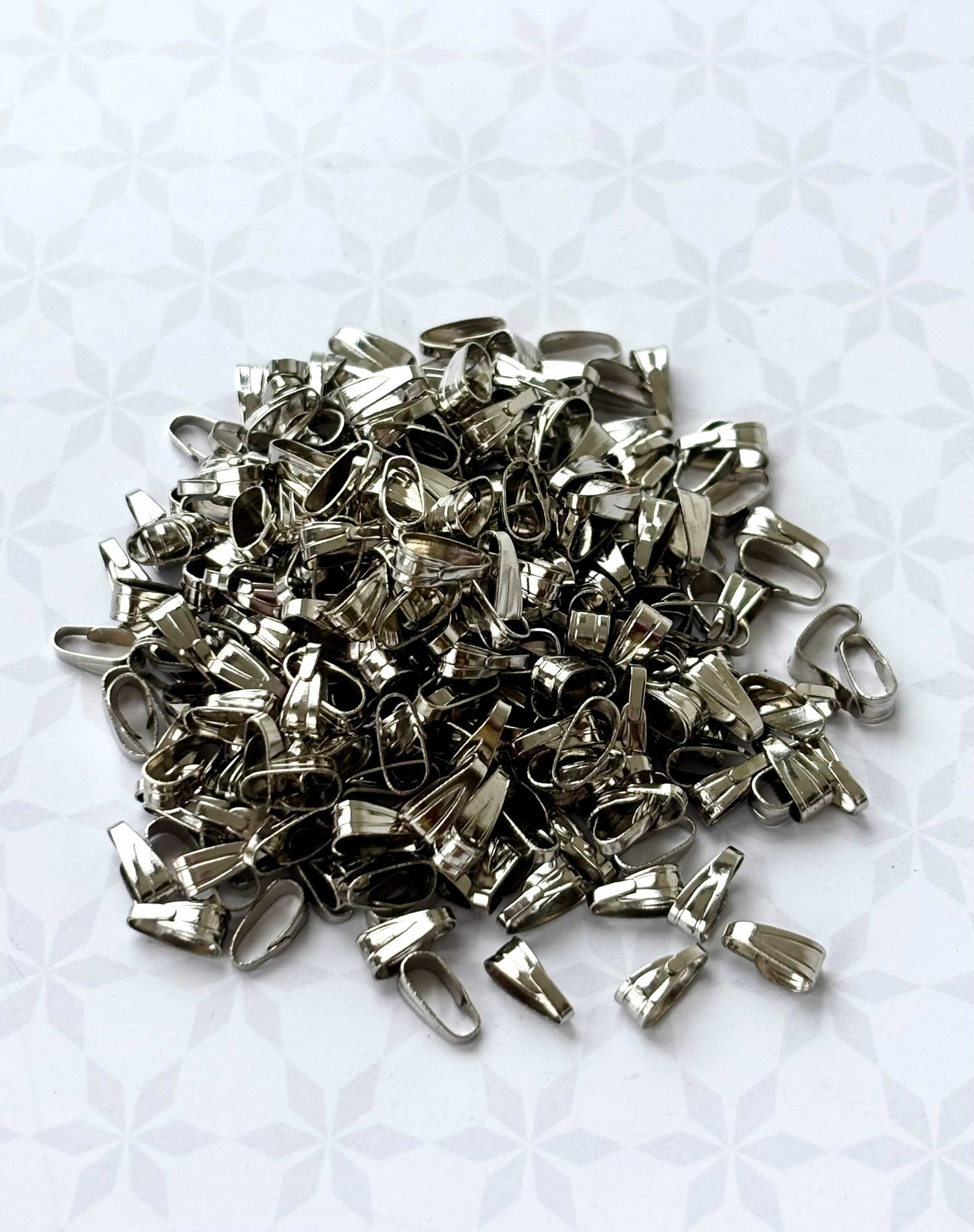 Rhodium Plated Pinch Pendant Bails