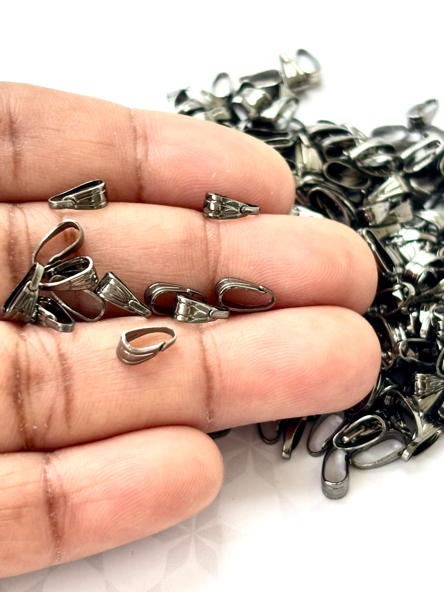 Black Metal Pinch Pendant Bails