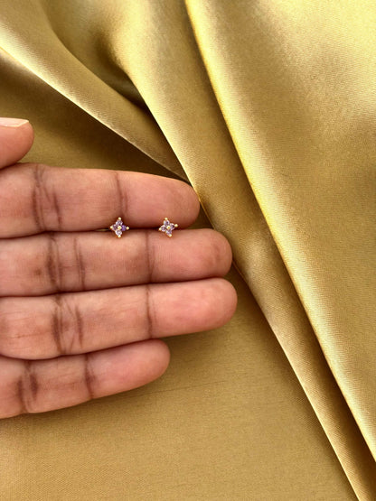 Gold Plated Tiny Lavender Stud Earrings