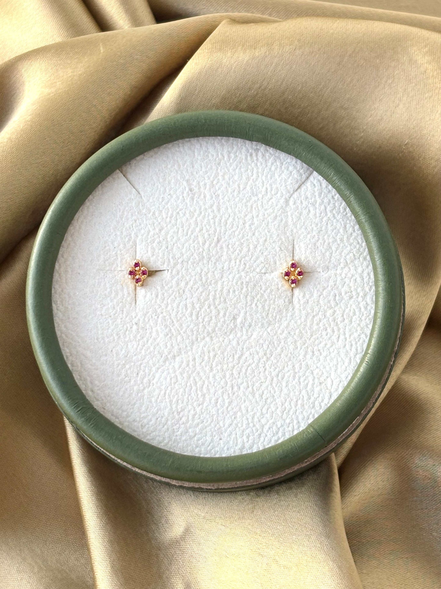Gold Plated Tiny Pink Stud Earrings