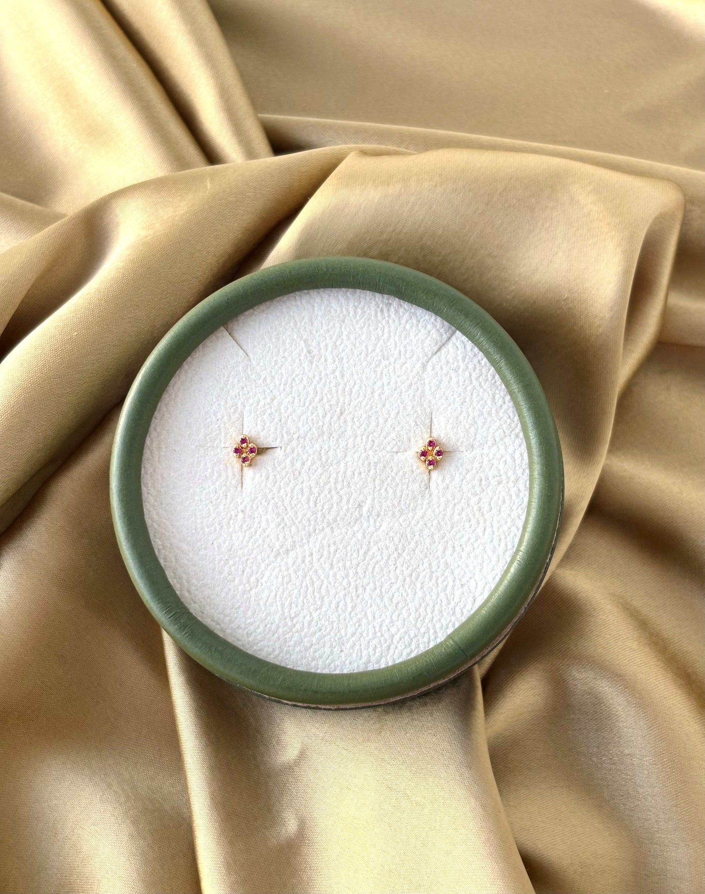 Gold Plated Tiny Pink Stud Earrings