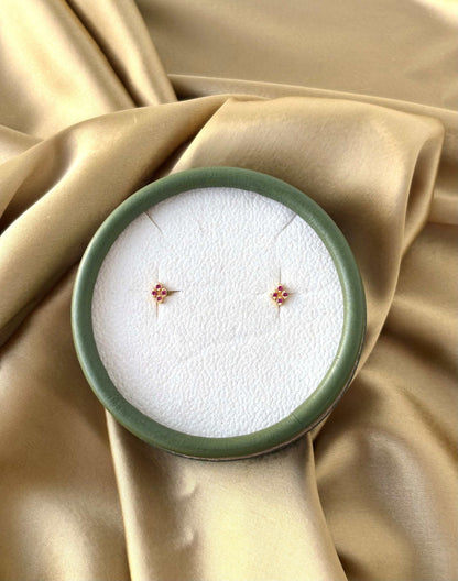 Gold Plated Tiny Pink Stud Earrings