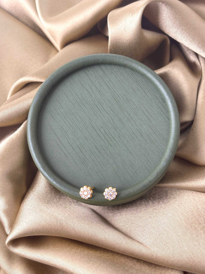 Gold Plated Tiny Floral Stud Earrings