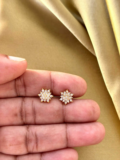 Gold Plated Snowflake Stud Earrings