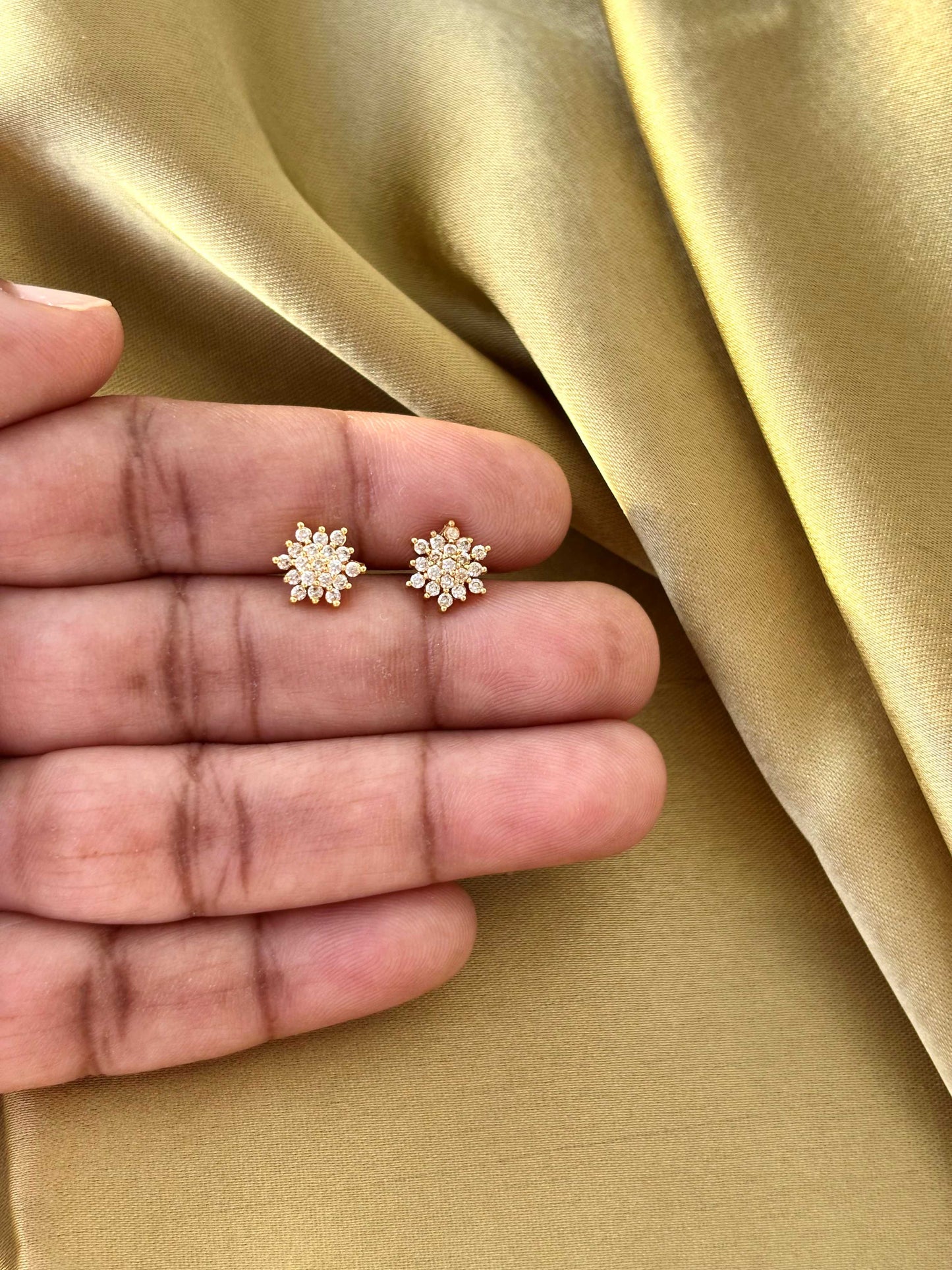 Gold Plated Snowflake Stud Earrings