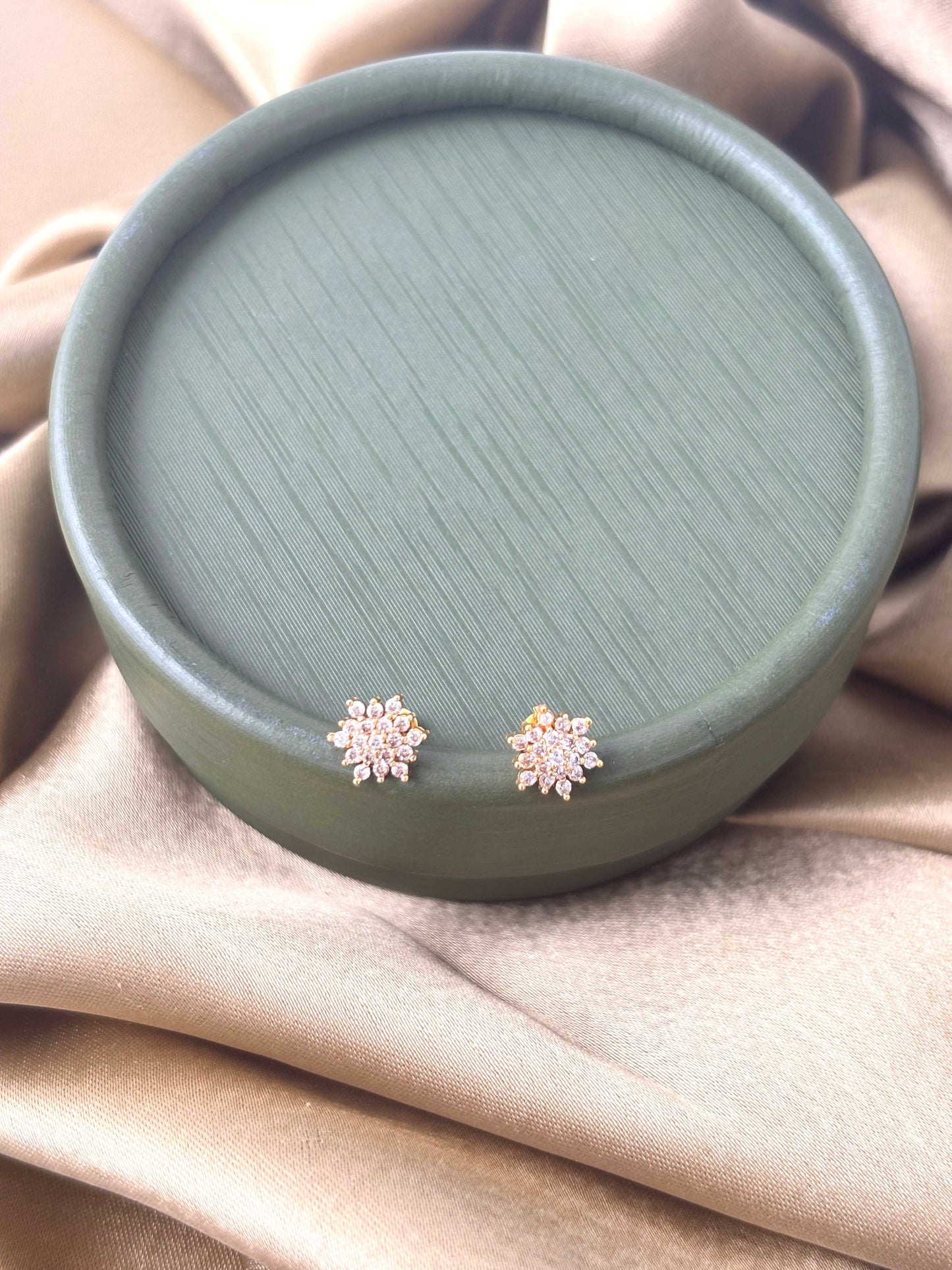 Gold Plated Snowflake Stud Earrings