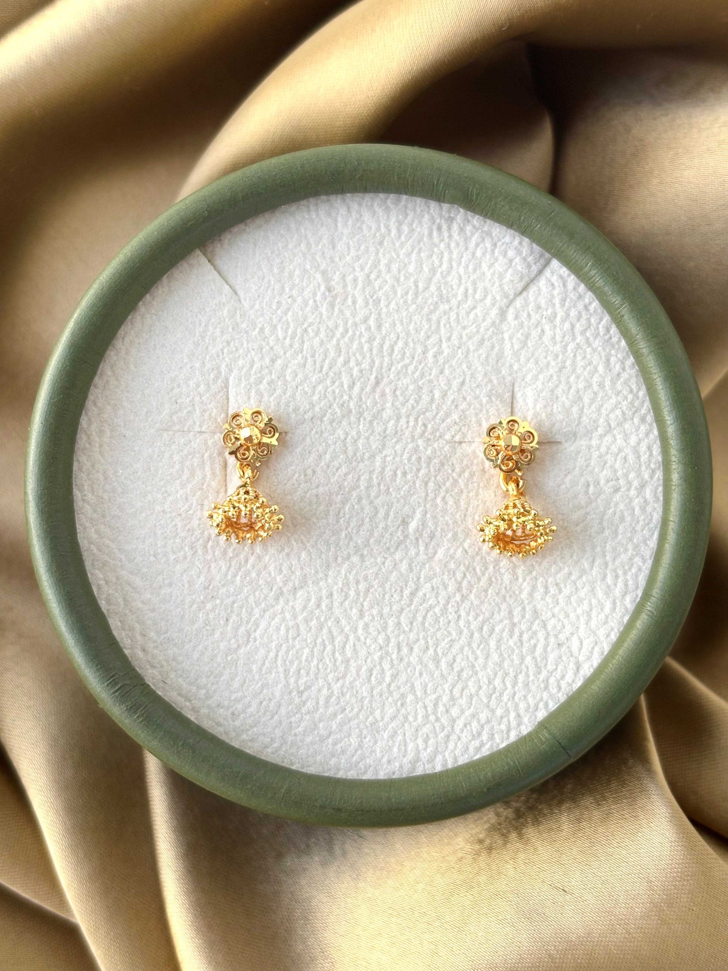 Gold Plated Mini Floral Jhumkas 1