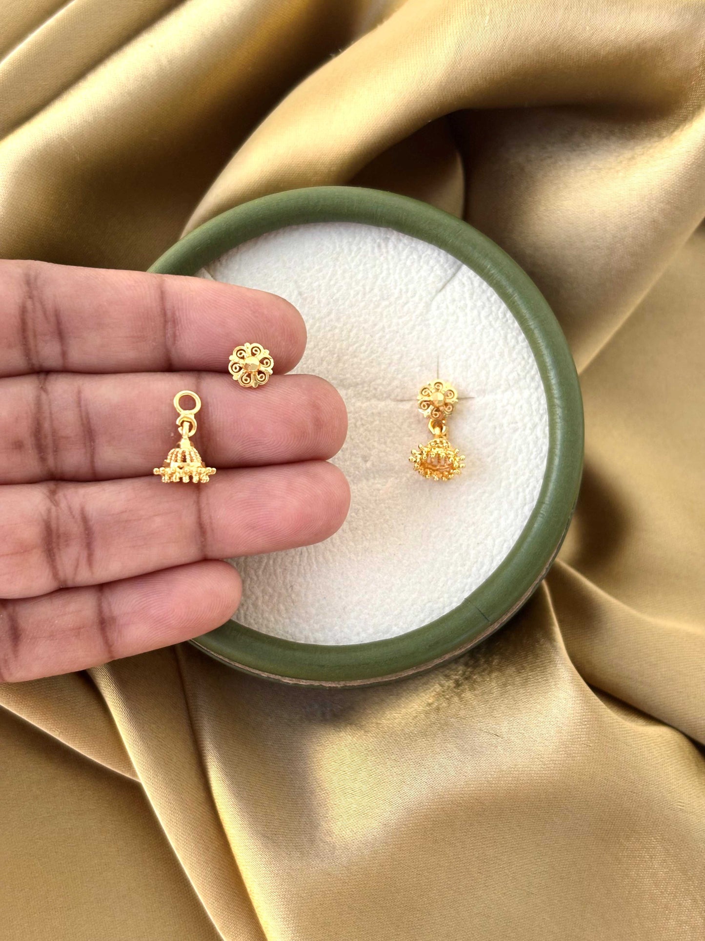 Gold Plated Mini Floral Jhumkas 1