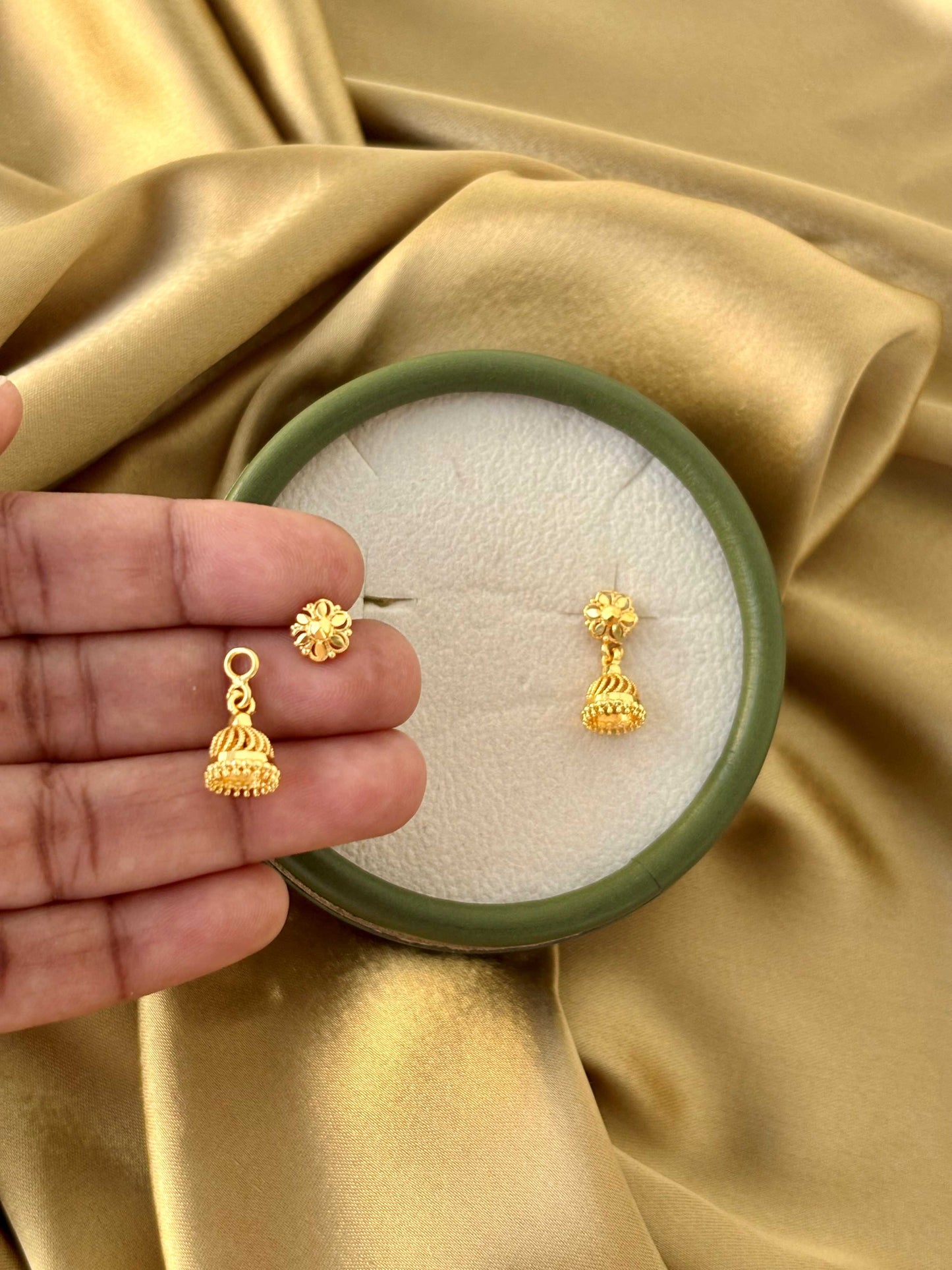 Gold Plated Mini Floral Jhumkas 2