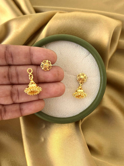 Gold Plated Medium Floral Jhumkas