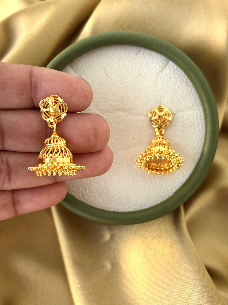 Gold Plated Multi Layered Openwork Jhumkas