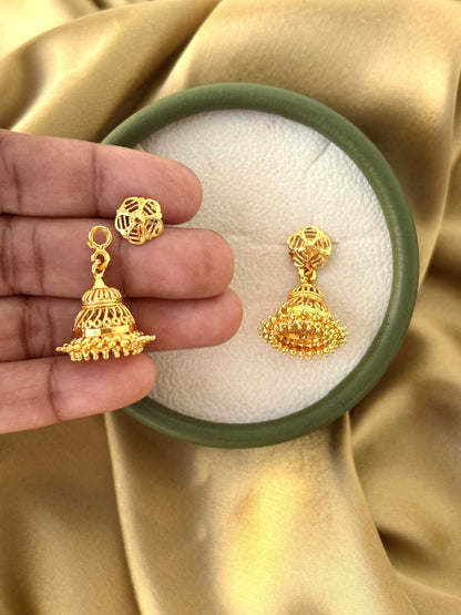 Gold Plated Multi Layered Openwork Jhumkas