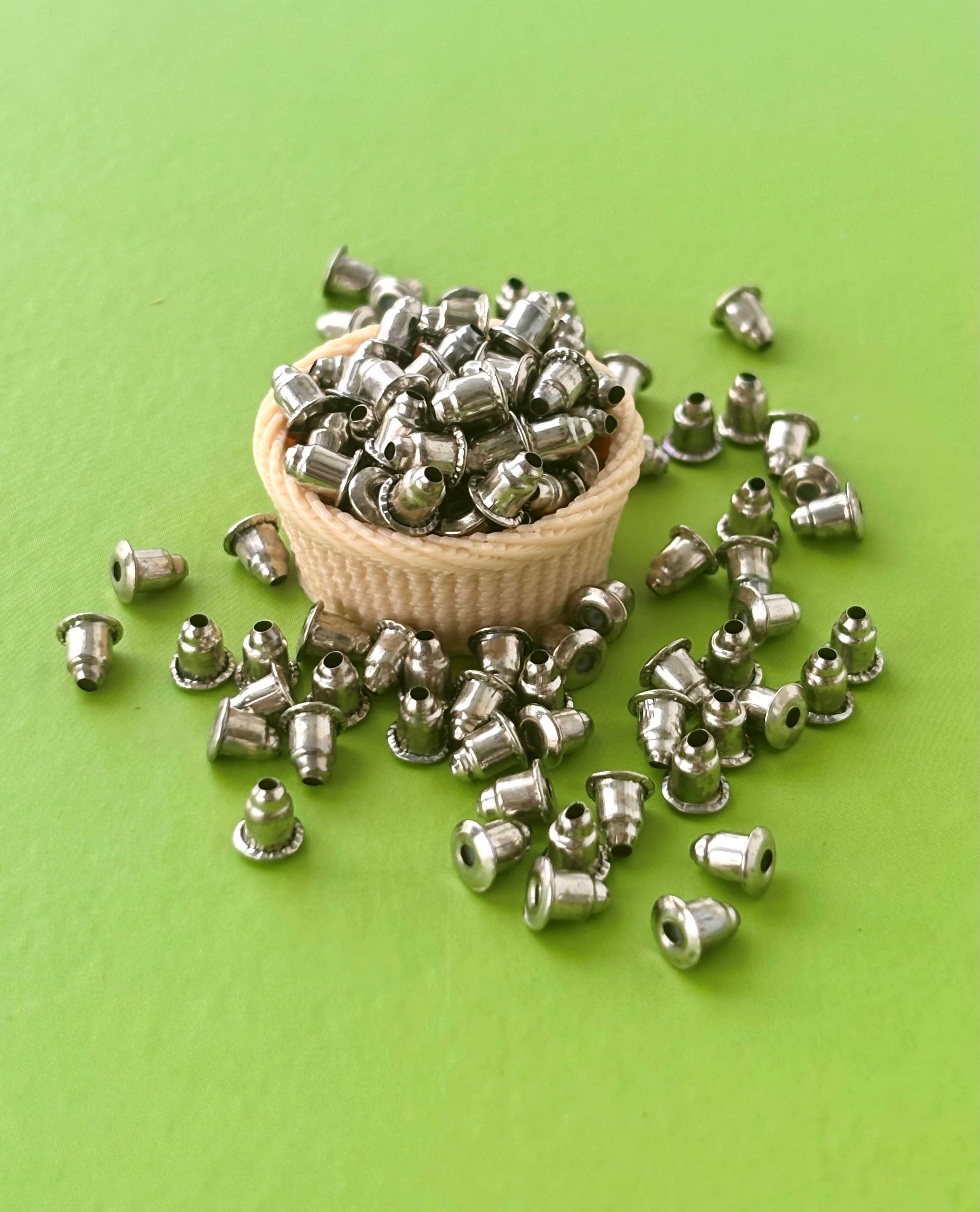 Rhodium Plated Bullet Earring Backs