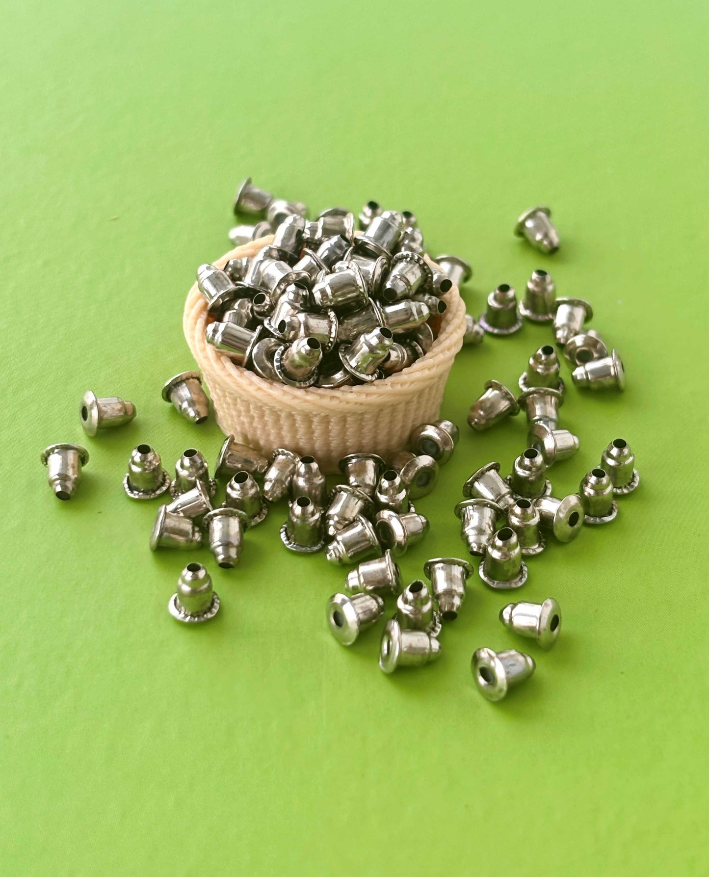 Rhodium Plated Bullet Earring Backs