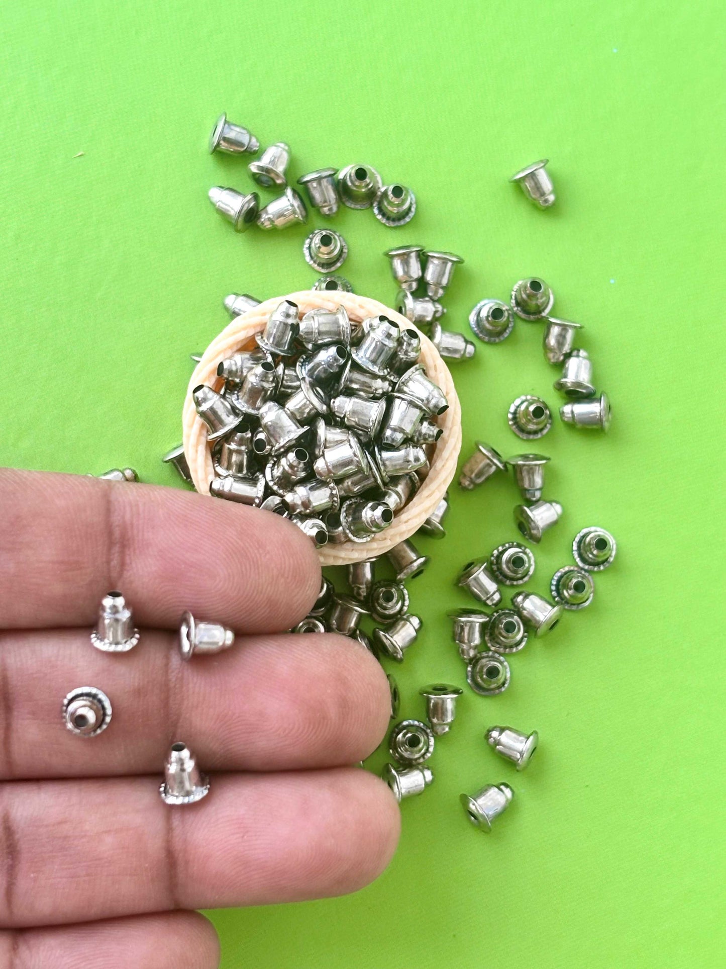 Rhodium Plated Bullet Earring Backs