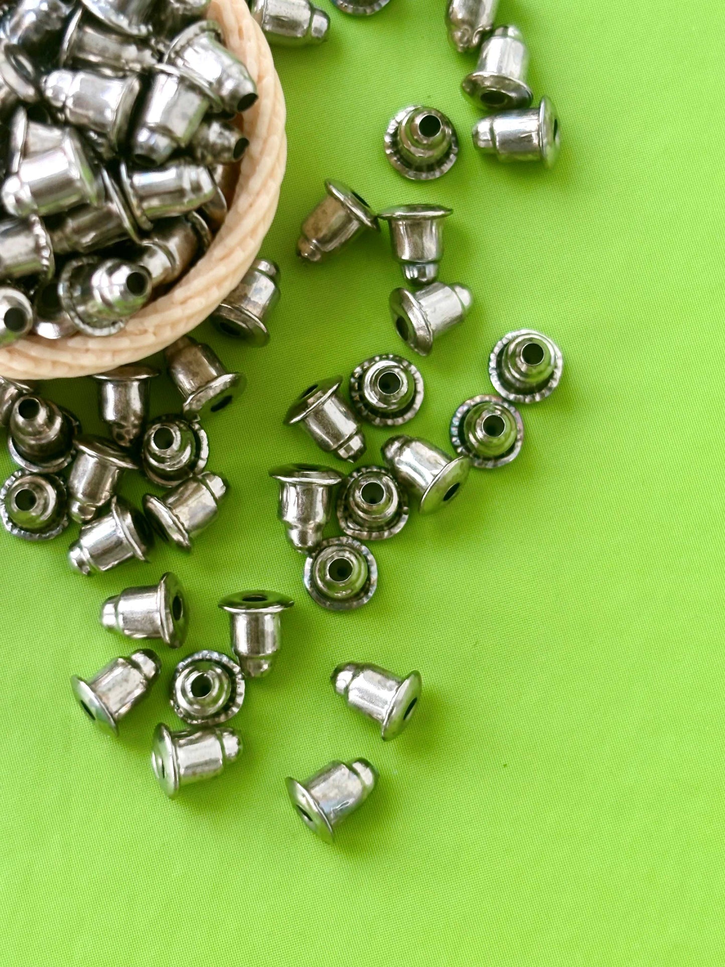 Rhodium Plated Bullet Earring Backs