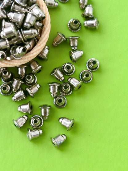 Rhodium Plated Bullet Earring Backs