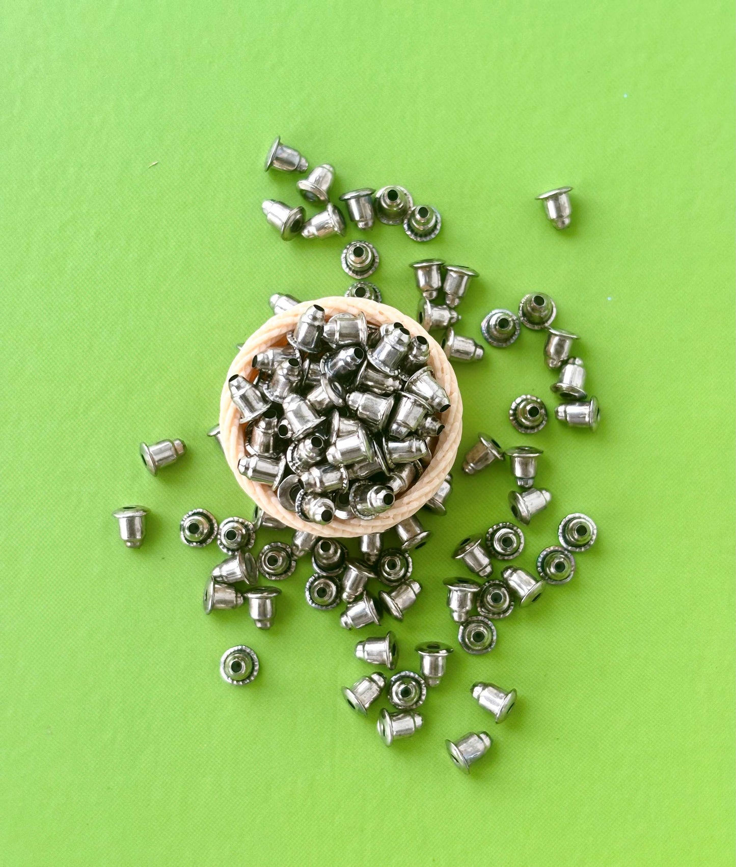 Rhodium Plated Bullet Earring Backs