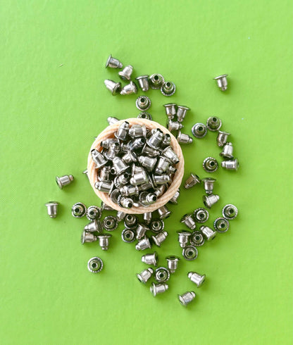Rhodium Plated Bullet Earring Backs