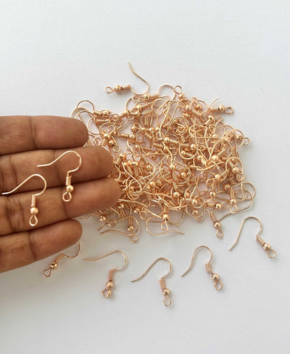 Rose Gold Plated French Hook Earring Wires with Ball