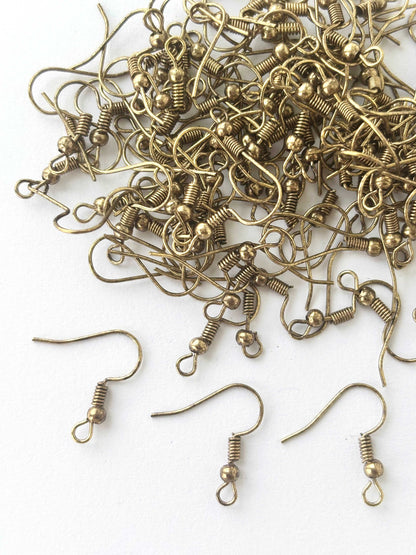 Antique Gold French Hook Earring Wires with Ball