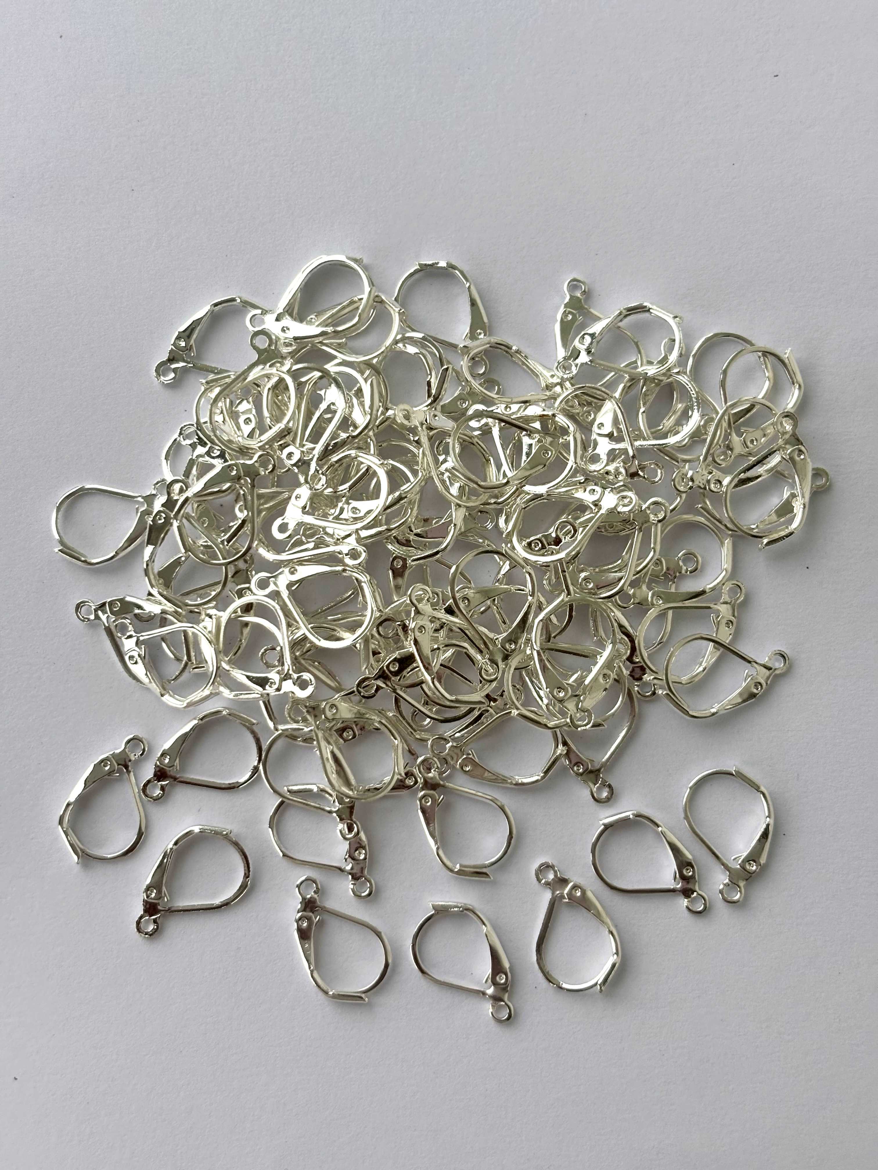Silver Plated Lever Back Earring Hooks with Loop