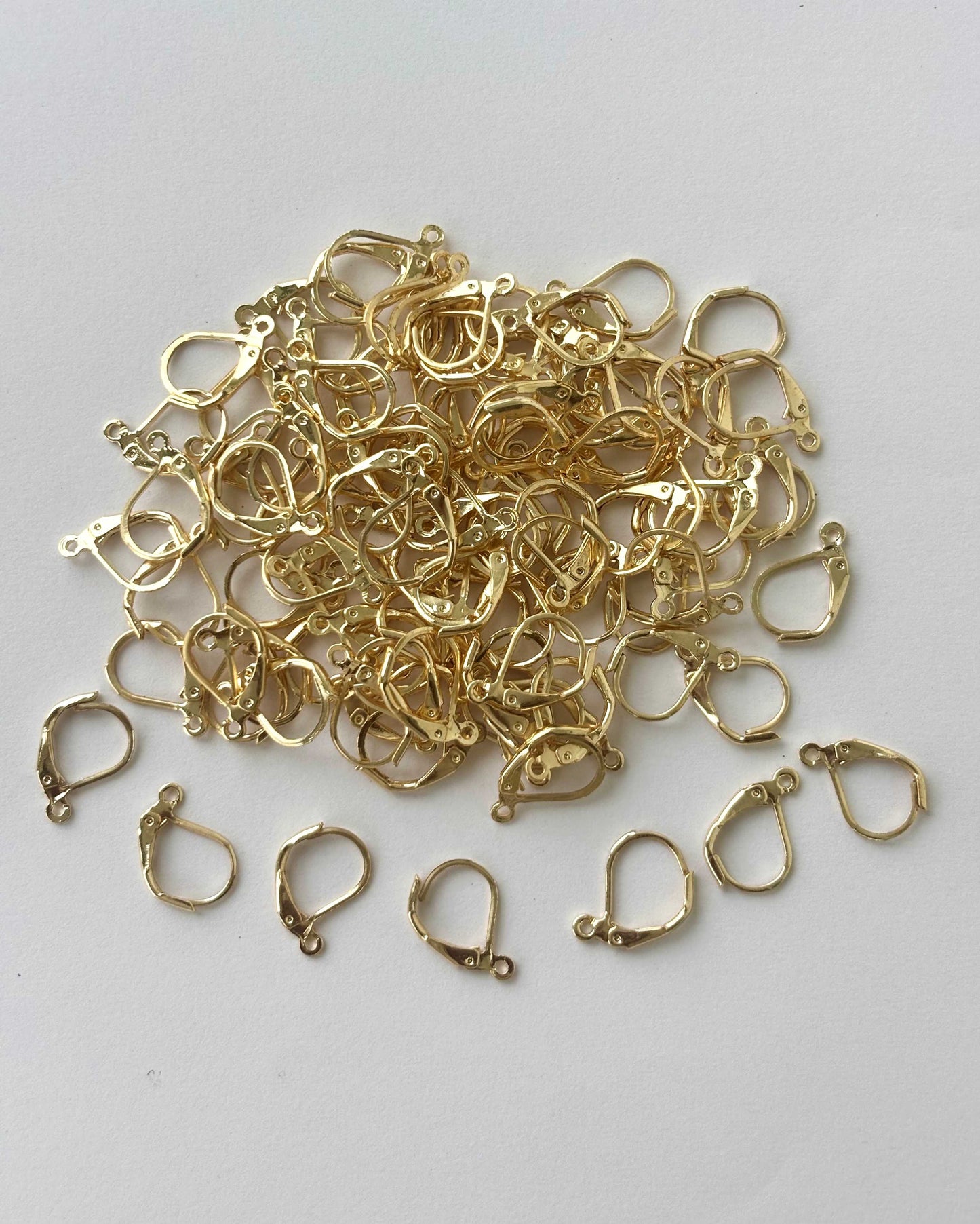 Light Gold Plated Lever Back Earring Hooks with Loop