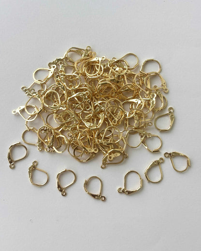 Light Gold Plated Lever Back Earring Hooks with Loop