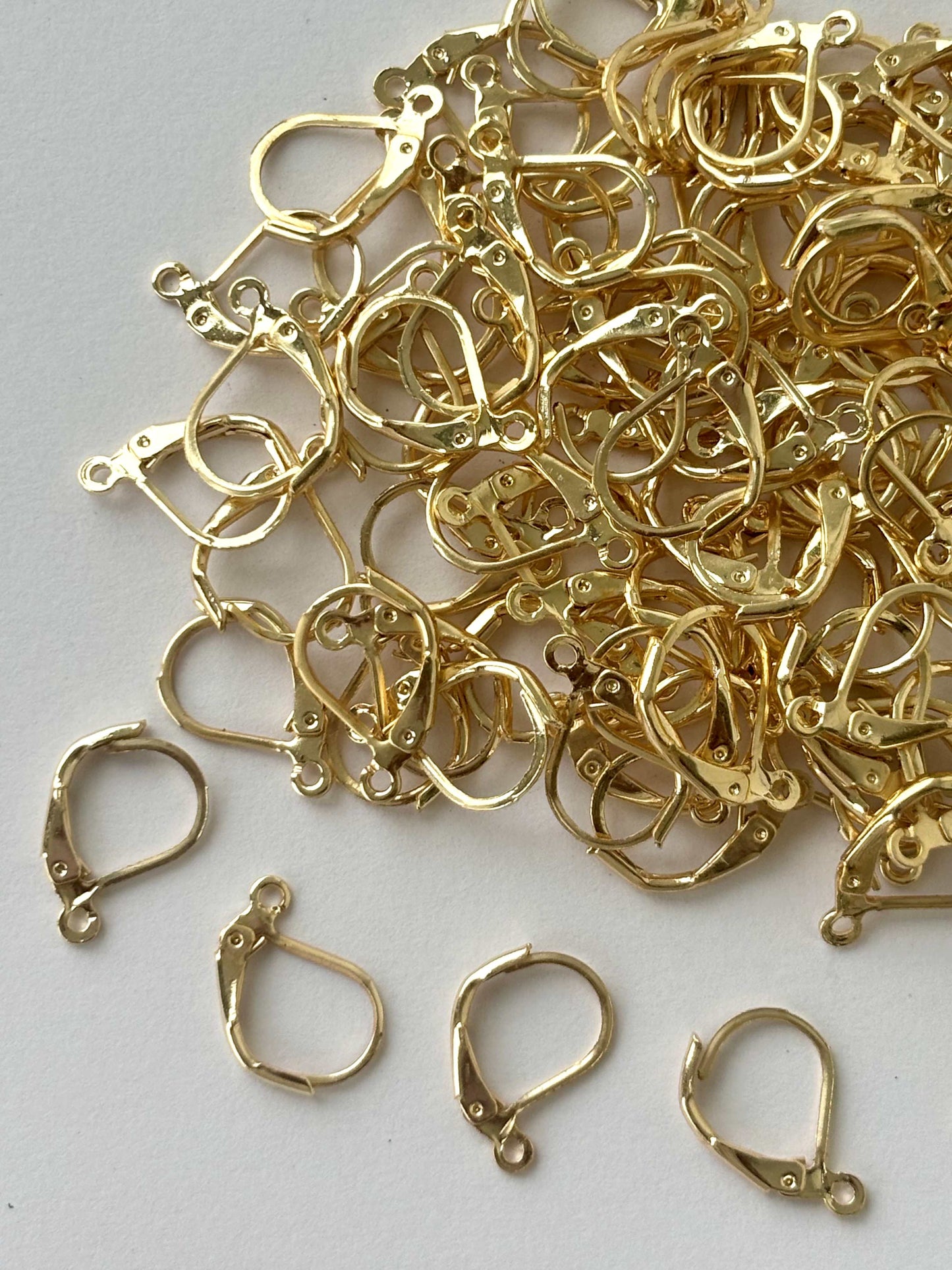 Light Gold Plated Lever Back Earring Hooks with Loop