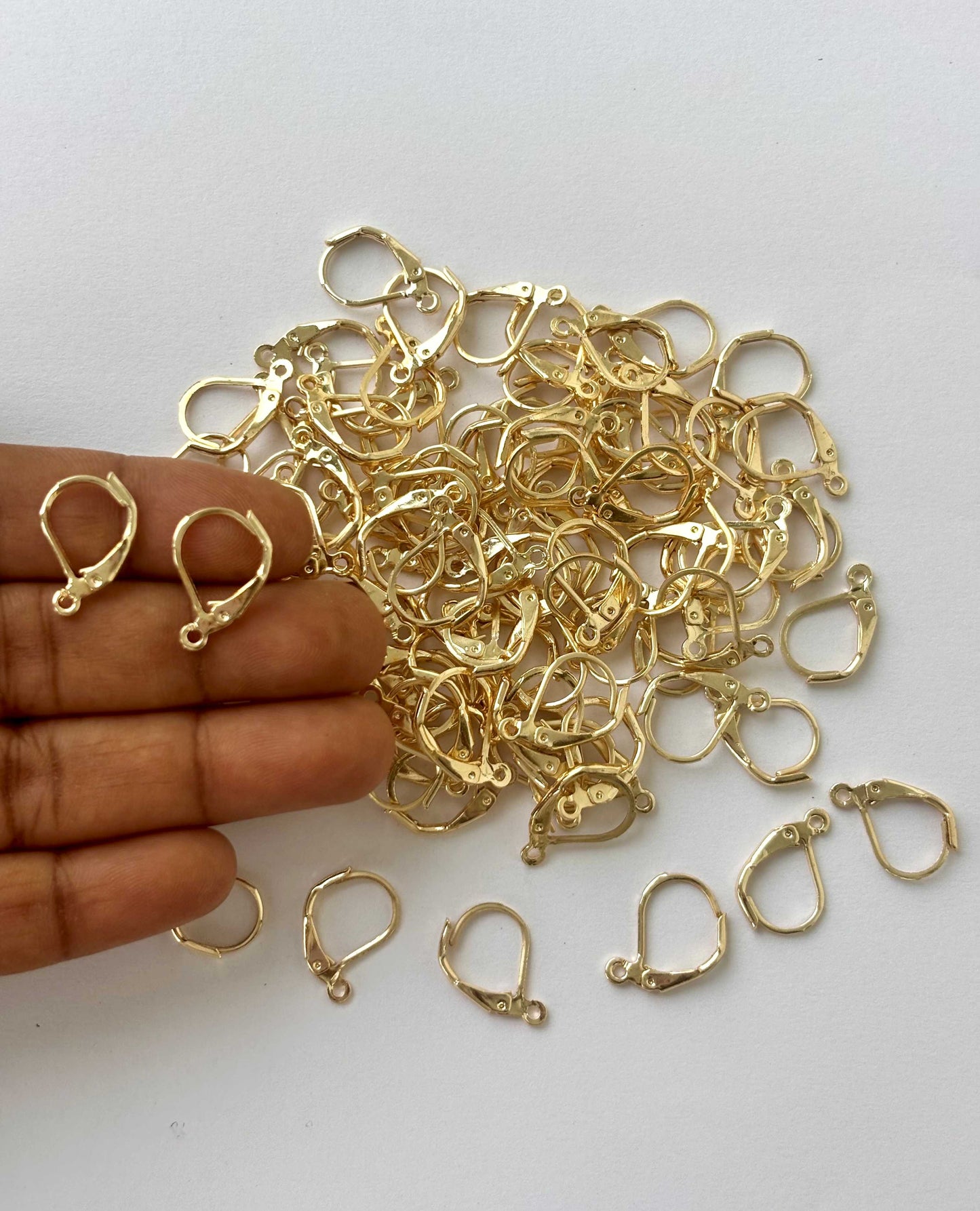 Light Gold Plated Lever Back Earring Hooks with Loop