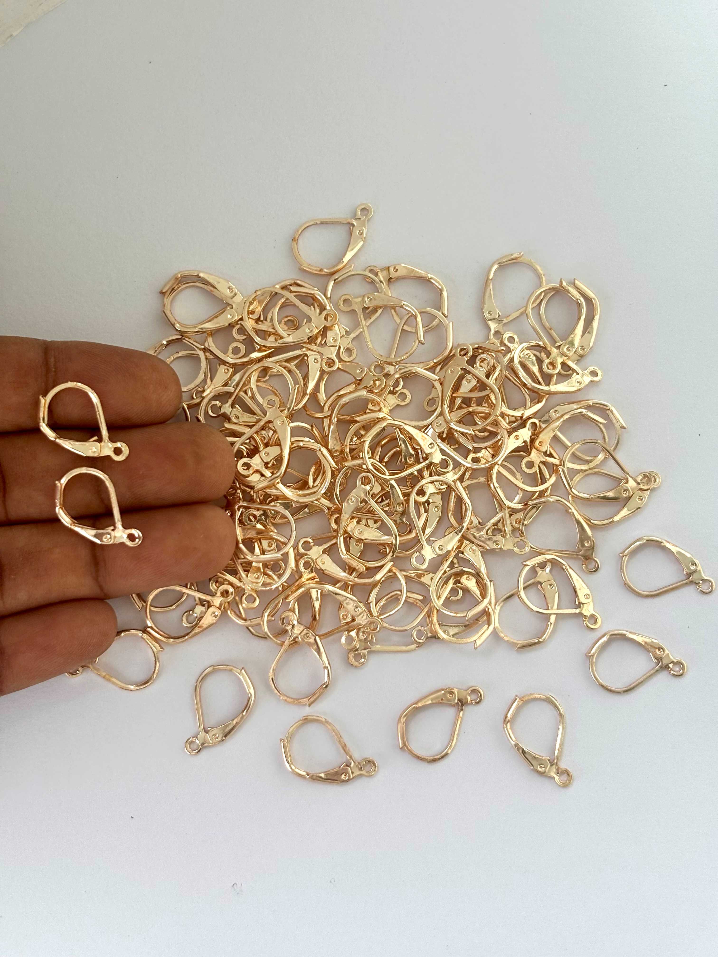 Rose Gold Plated Lever Back Earring Hooks with Loop