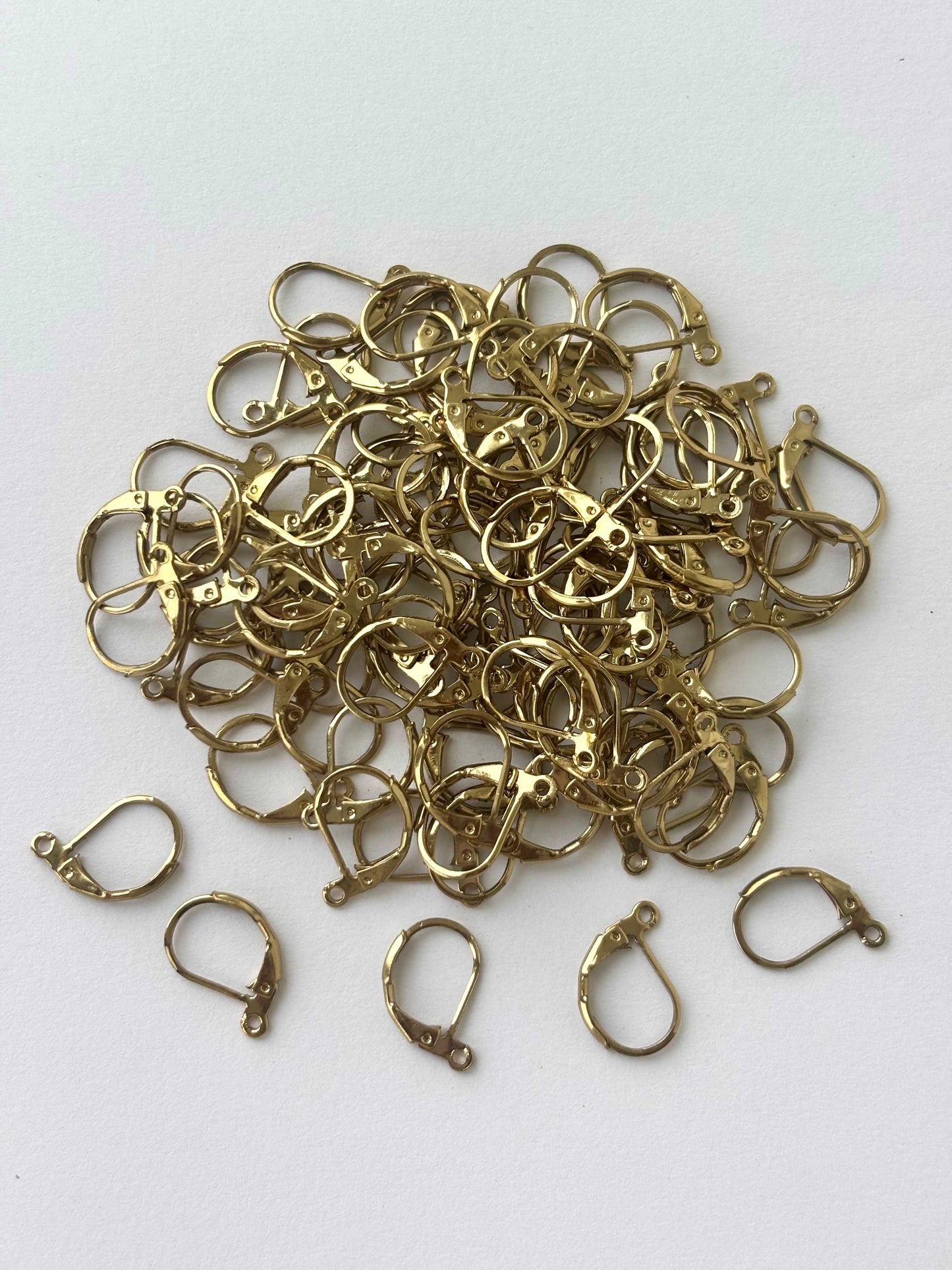 Antique Gold Plated Lever Back Earring Hooks with Loop