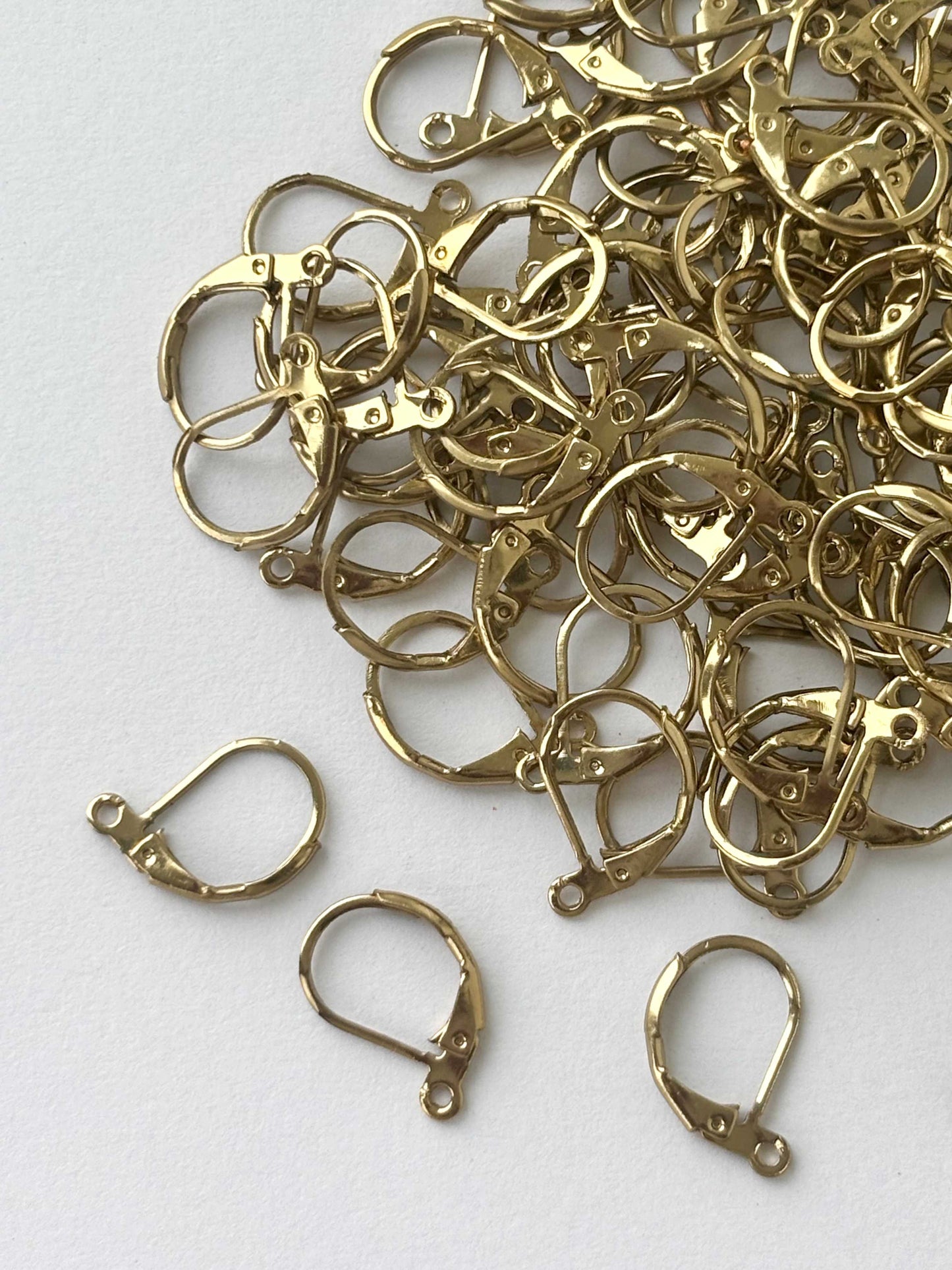 Antique Gold Plated Lever Back Earring Hooks with Loop