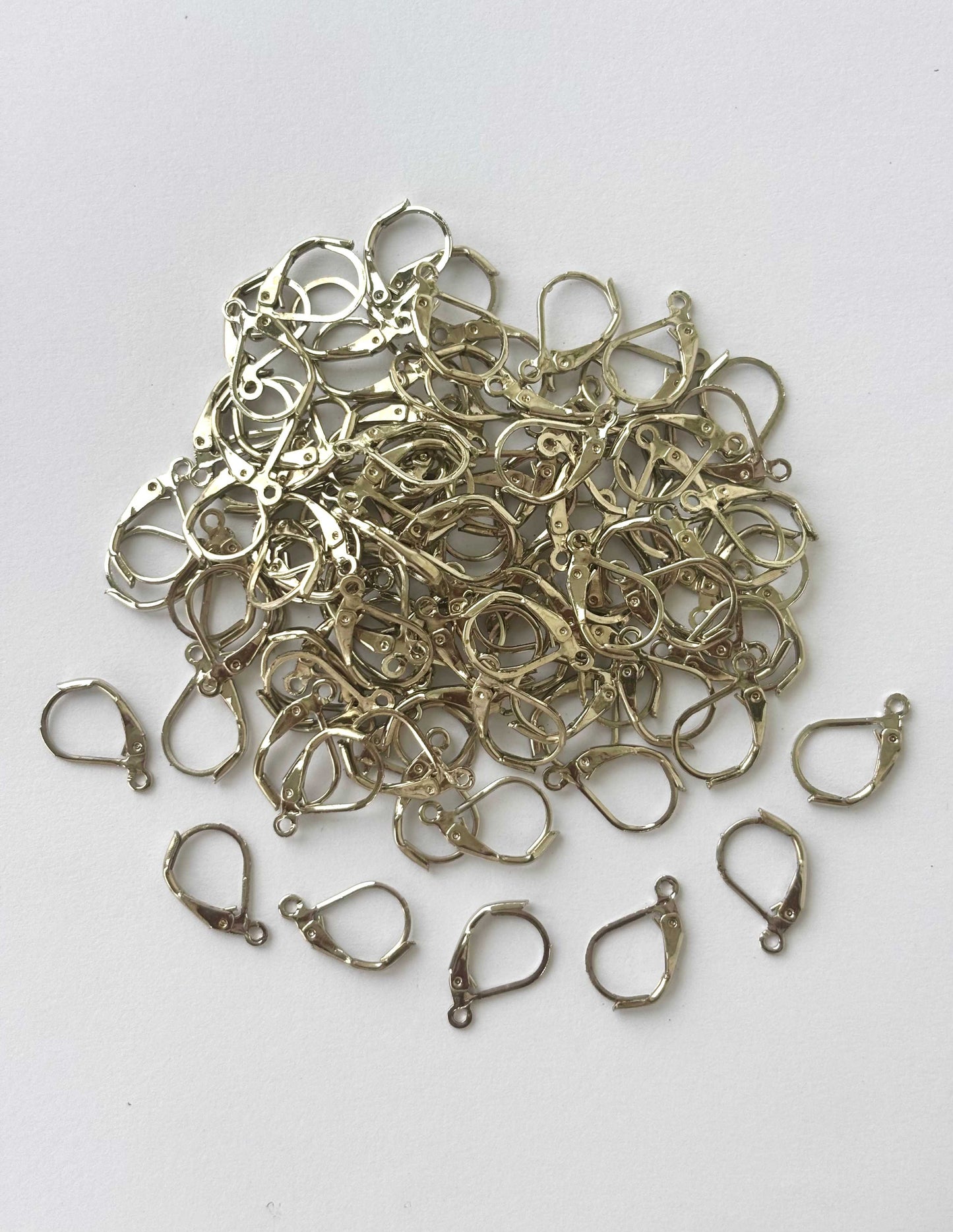 Rhodium Plated Lever Back Earring Hooks with Loop