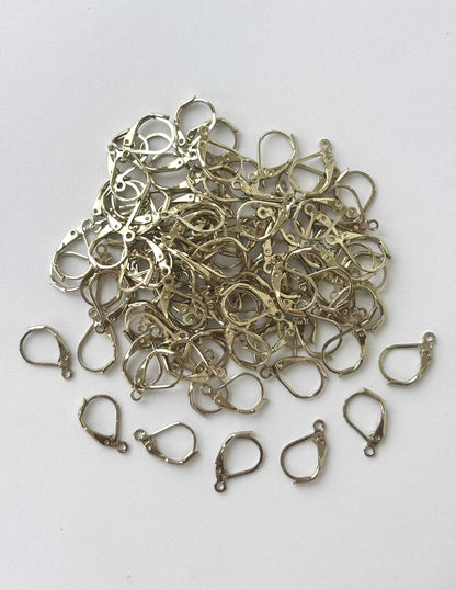Rhodium Plated Lever Back Earring Hooks with Loop