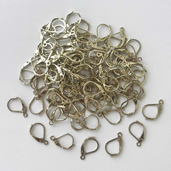 Rhodium Plated Lever Back Earring Hooks with Loop