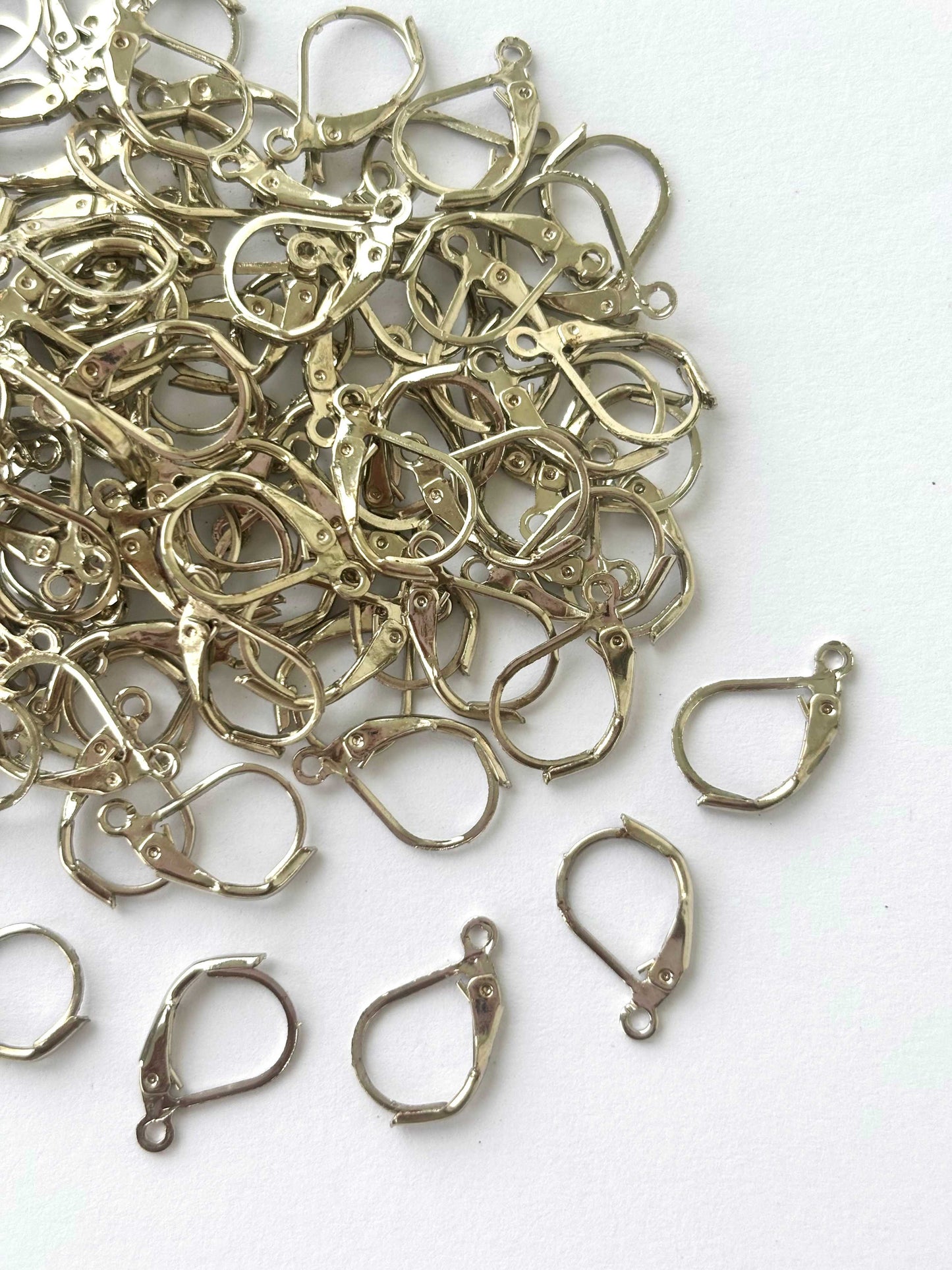 Rhodium Plated Lever Back Earring Hooks with Loop