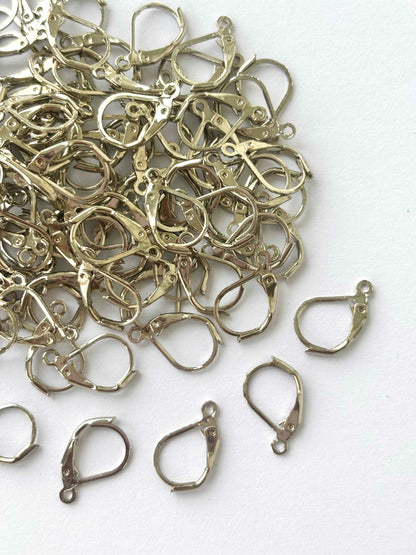 Rhodium Plated Lever Back Earring Hooks with Loop