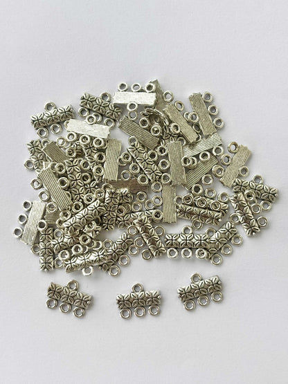 Silver Finished Textured Three Hole Spacer Connectors