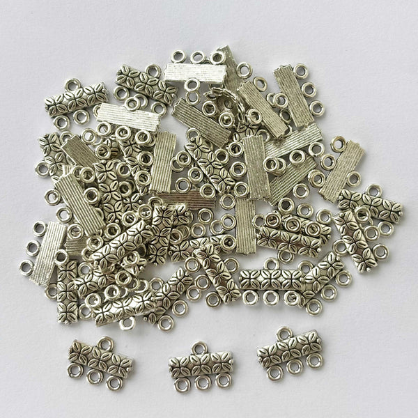 Silver Finished Textured Three Hole Spacer Connectors