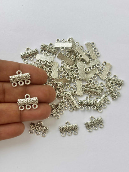 Silver Finished Textured Three Hole Spacer Connectors