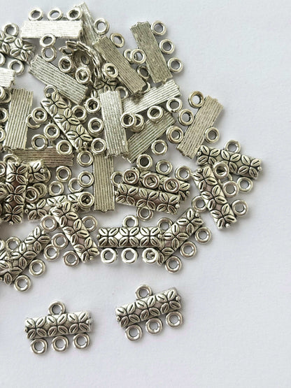 Silver Finished Textured Three Hole Spacer Connectors