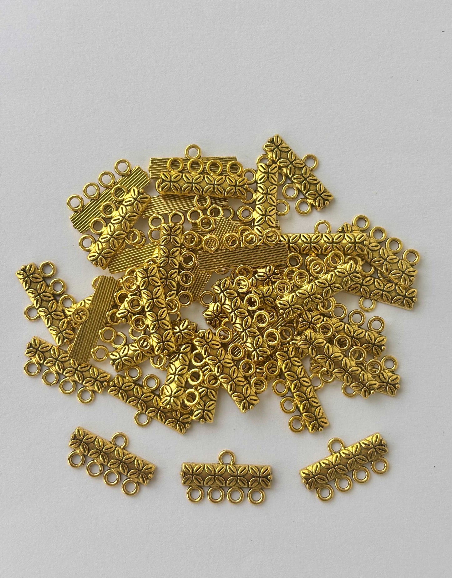 Gold Finished Textured Four Hole Spacer Connectors
