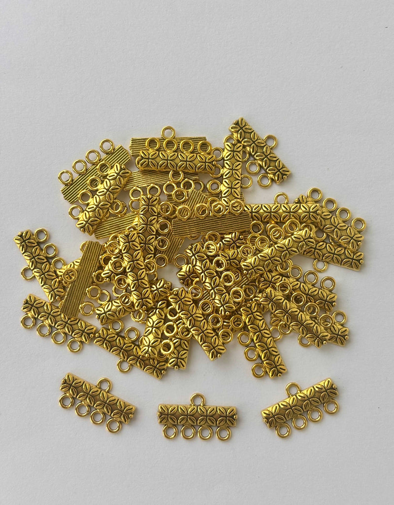 Gold Finished Textured Four Hole Spacer Connectors
