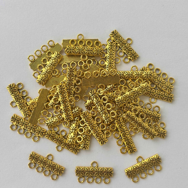 Gold Finished Textured Four Hole Spacer Connectors
