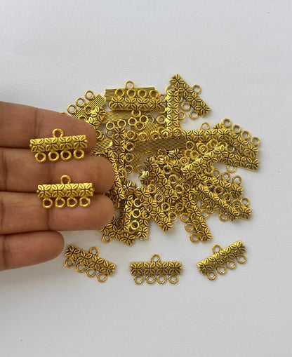 Gold Finished Textured Four Hole Spacer Connectors